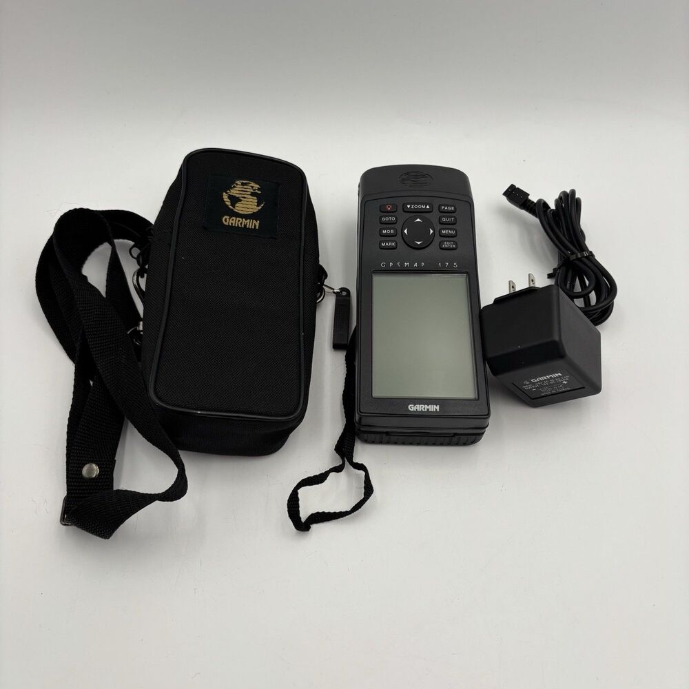 Garmin GPSMAP 175 Marine Handheld GPS Navigator Bundle Case Charger Bad Battery